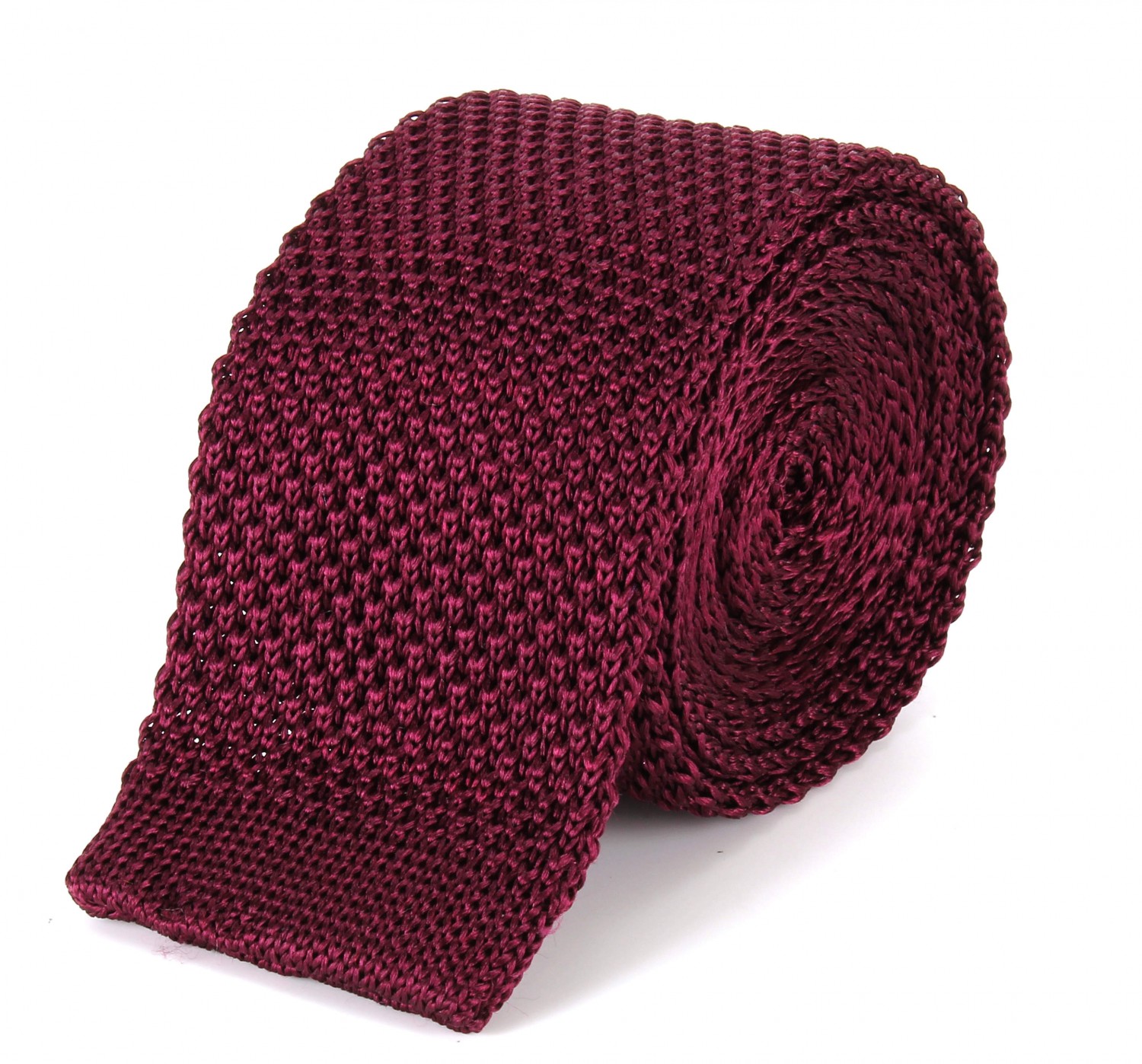 Tootal Burgundy Knitted Silk Plain Tie | Tootal